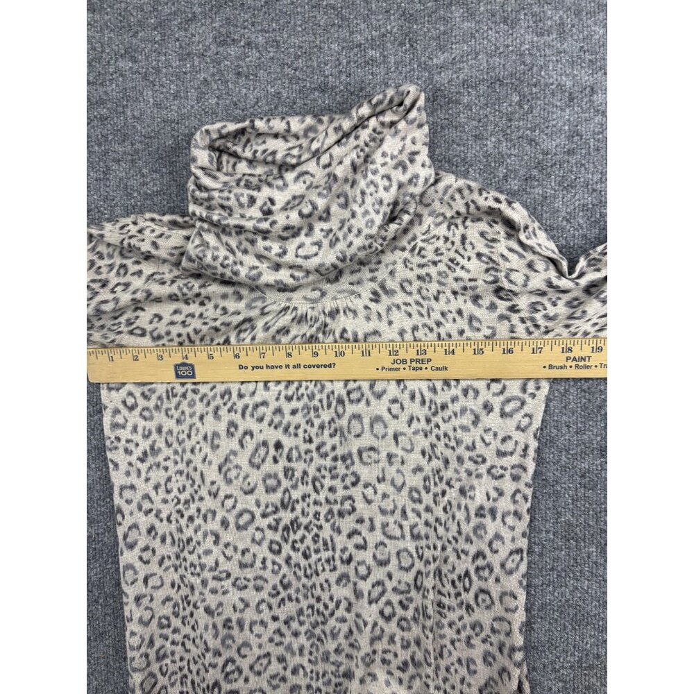 Rebecca Taylor Sweater Tunic Womens Medium Beige Leopard Turtleneck Knit Top - Picture 4 of 7